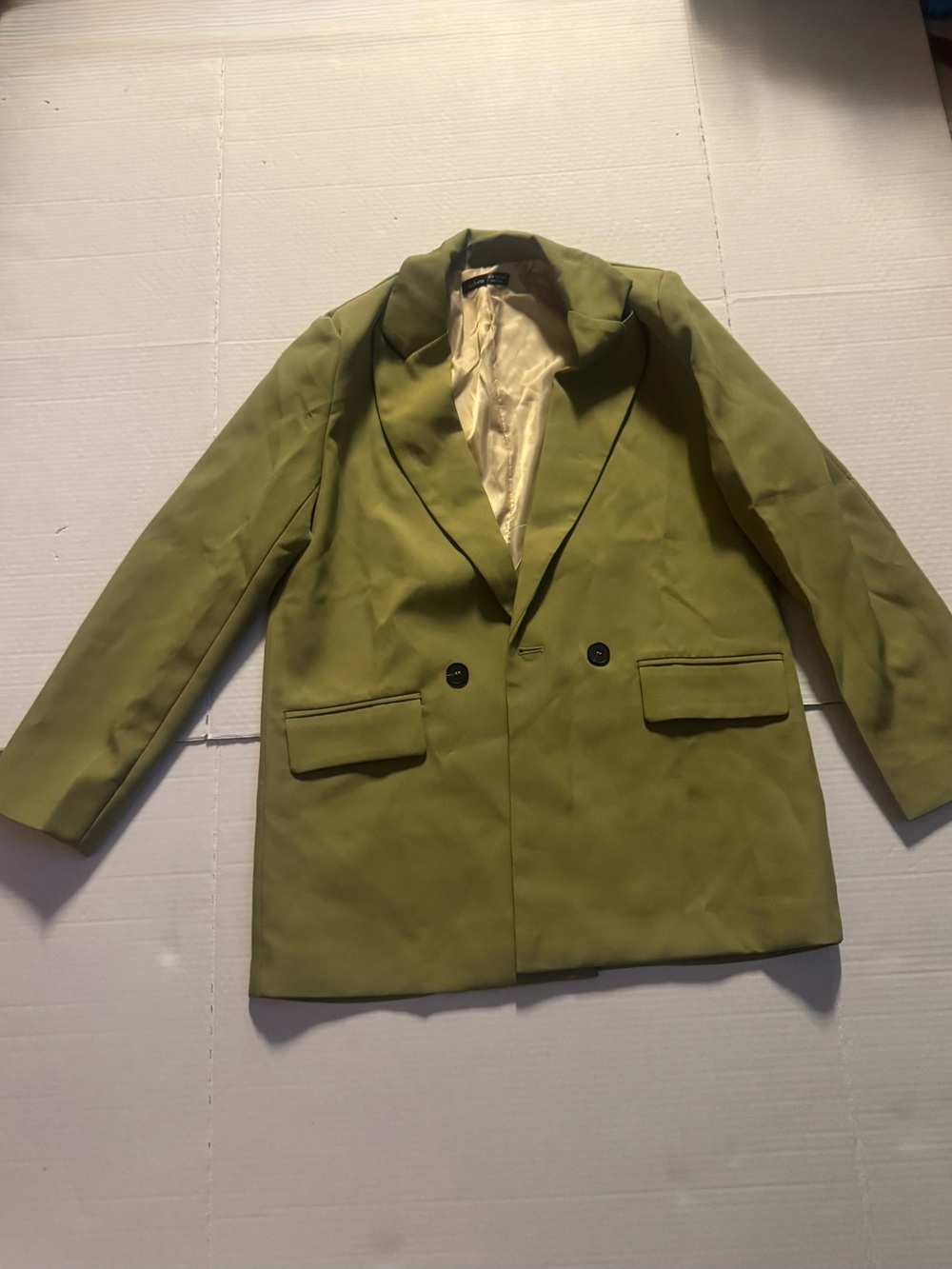 Zara Olive Green Double-Breasted blazzerJacket